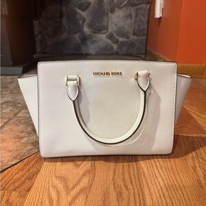 Michael Kors White Satchel with Gold Accents